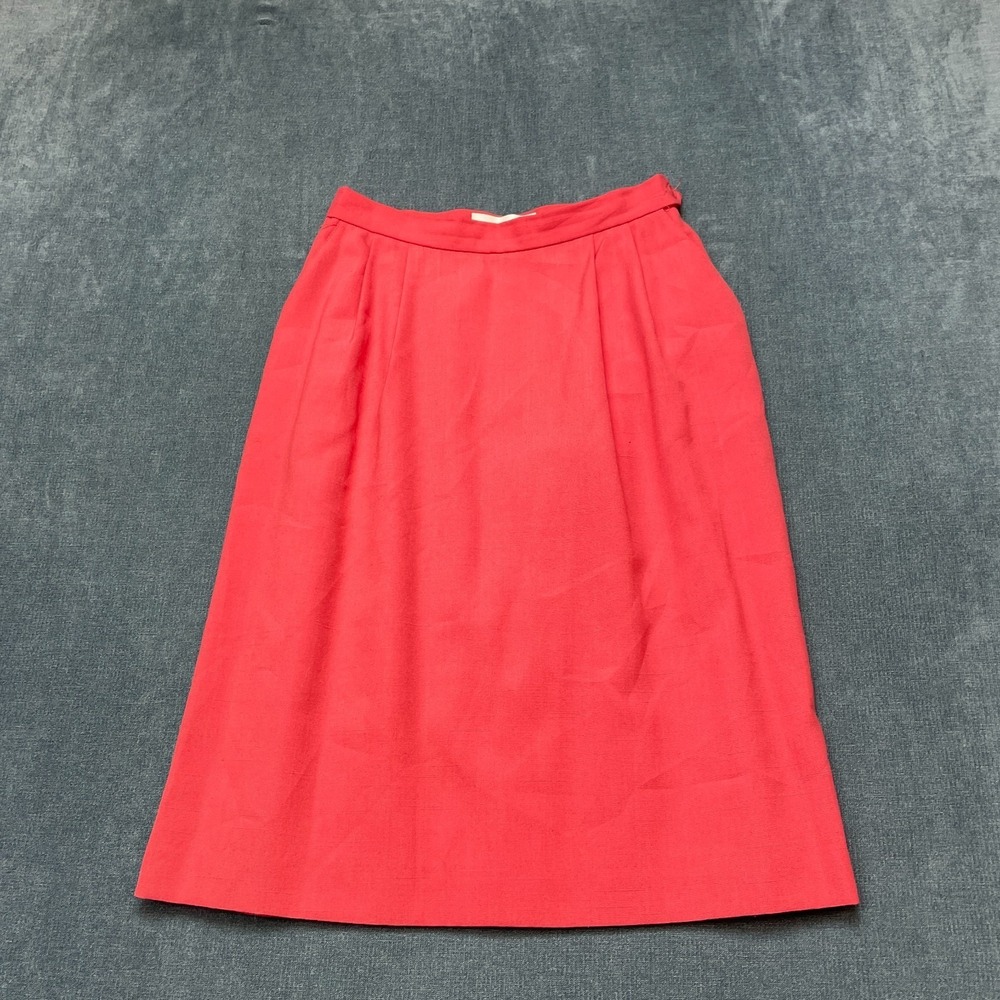 PS Illustrations Flared Midi Skirt Women 26 Pink Back Slit Outdoor Pleated Front